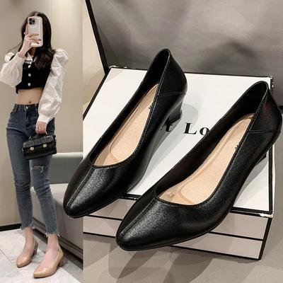 Wiosenne i jesienne nowe buty w szpiczastym stylu, codzienne, modne, wygodne, uniwersalne, niskie, pojedyncze buty na obcasie dla kobiet