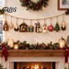Xmas Mantel Window Hanging Retro Wooden Nativity Pendant for Christmas Tree Decoration, Rustic Manger Decorations Banner with Hemp Rope Holiday