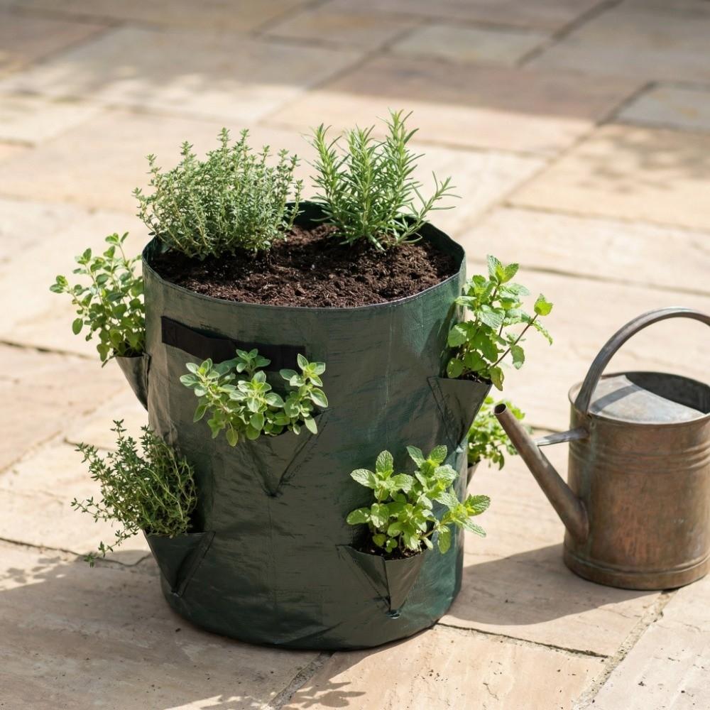 2PCS PE Strawberry Planter Bags 10 Gallon with 8 Pocket Strawberry Planting Bags with Handles Easy Moving