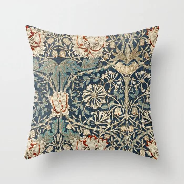 Vintage Flower Printed Pattern Cushion Cover for Home Living Room Sofa Bedroom Car Decoration Pillow Case