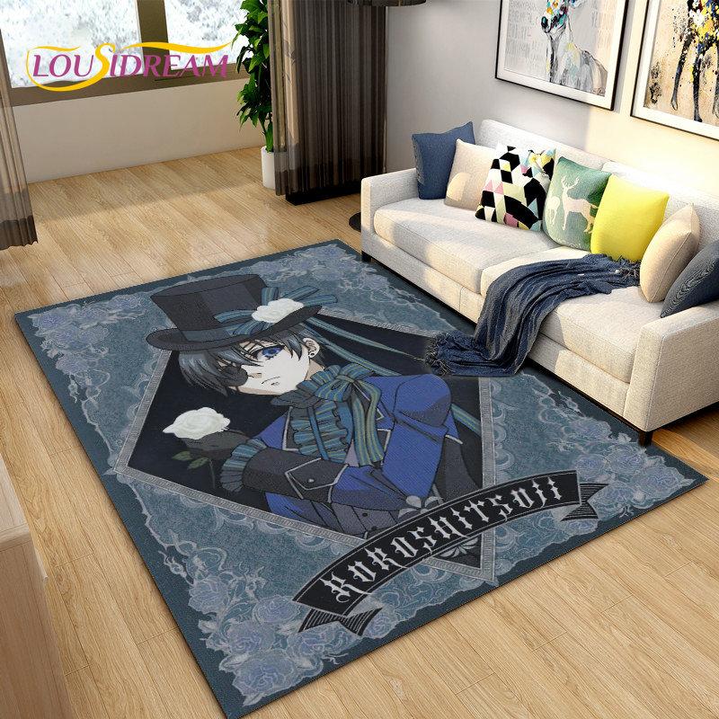 Black Butler Anime Cartoon Area Rug,Carpet Rug for Living Room Bedroom Sofa Doormat Decoration, Kids Play Non-slip Floor Mat