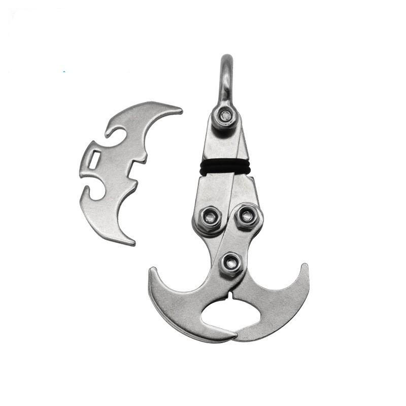 

Многофункциональный складной карабин из нержавеющей стали, инструмент для выживания, альпинистский зажим, походное снаряжение, снаряжение EDC серебряный