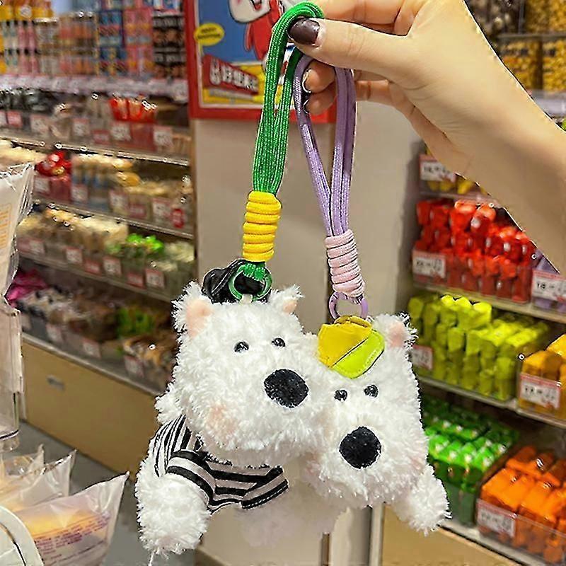 Kawali West Highland Terrier Plush Puppy Doll Bag Keychains Pendant Car Decoration Creative Cute Kids Birthday Gift For Girls