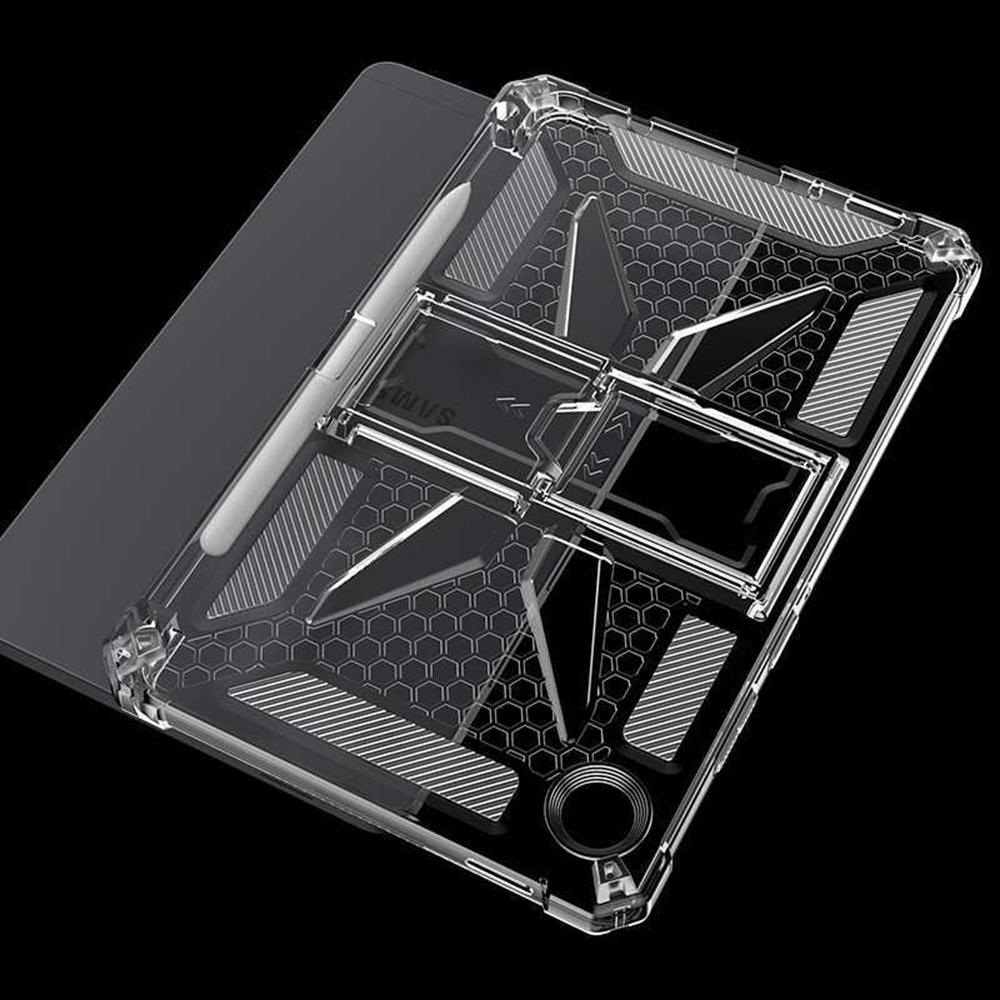 For Samsung Galaxy Tab A11 Clear Case Kickstand Shockproof TPU + PC Tablet Cover with Pen Slot