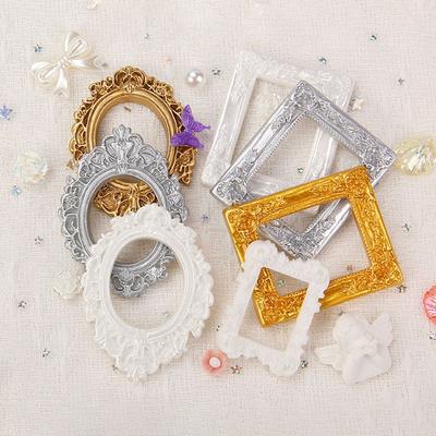 Durable DIY Resin Photo Frame Rustic 3D Mini Mirror Props Miniature Mirror Small Model Phone Shell Material