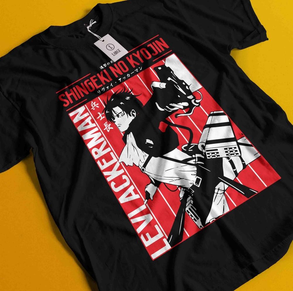 

Футболка Атака Титанов Леви Футболка Микаса АОТ Эрен Аниме Манга Графическая Унисекс Футболка M