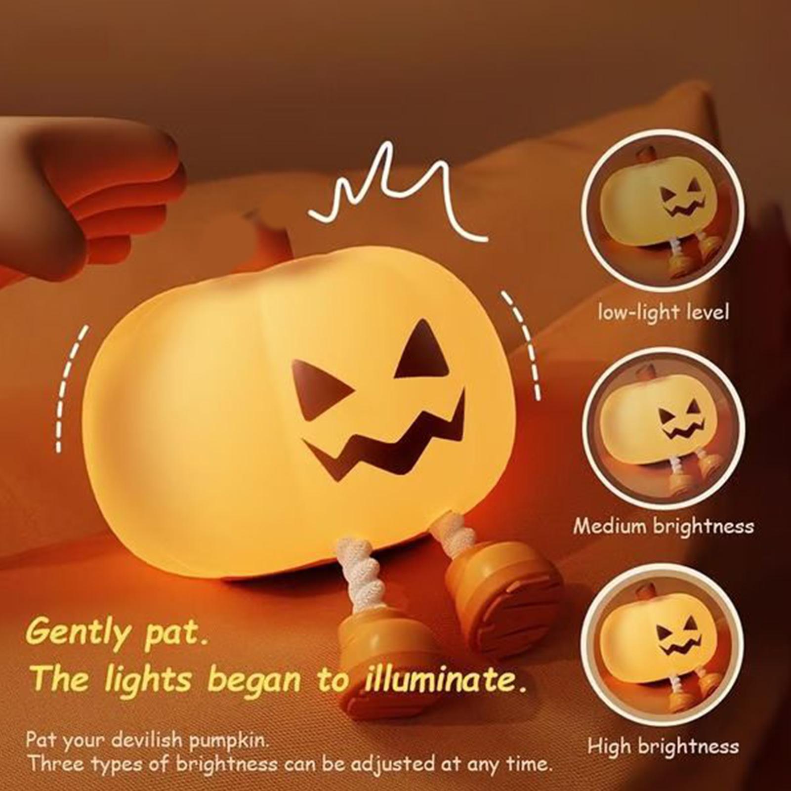 

Halloween Pumpkin Night Light Kids LED Night Light With Timer Soft Warm Light Dimmable Brightness LED Nightlight For Bedroom CN