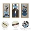 3 Pcs Boho Wood Wall Art Decor Minimalist Plants Geometric Hollow-out Hanging Ornament Abstract Wall Sculptures for Home Living Room Bedroom Kitchen