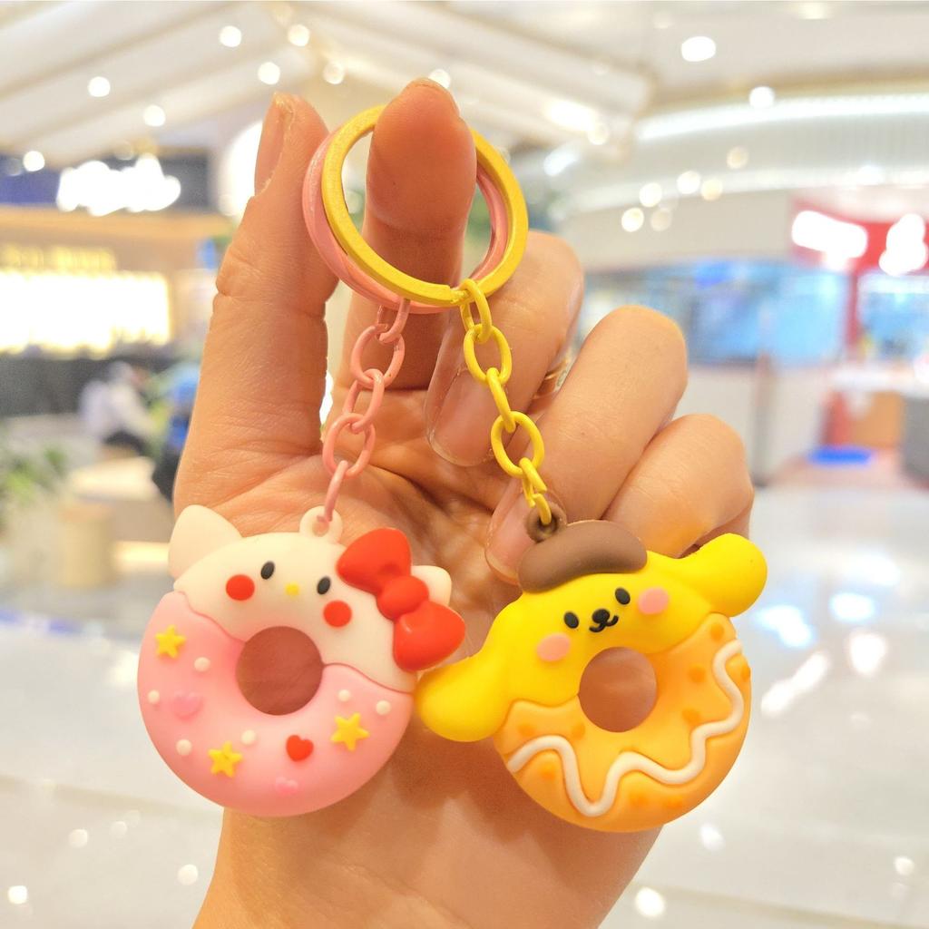 New Donut Keychain Decorative Gift Sweet Three-dimensional Doll Keychain Couple Backpack Pendant