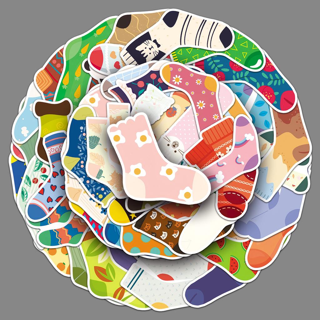 50 Socks Graffiti Stickers Personalized Cartoon Winter Small Fresh Decorative Mobile Phone Case Water Cup Refrigerator Stickers