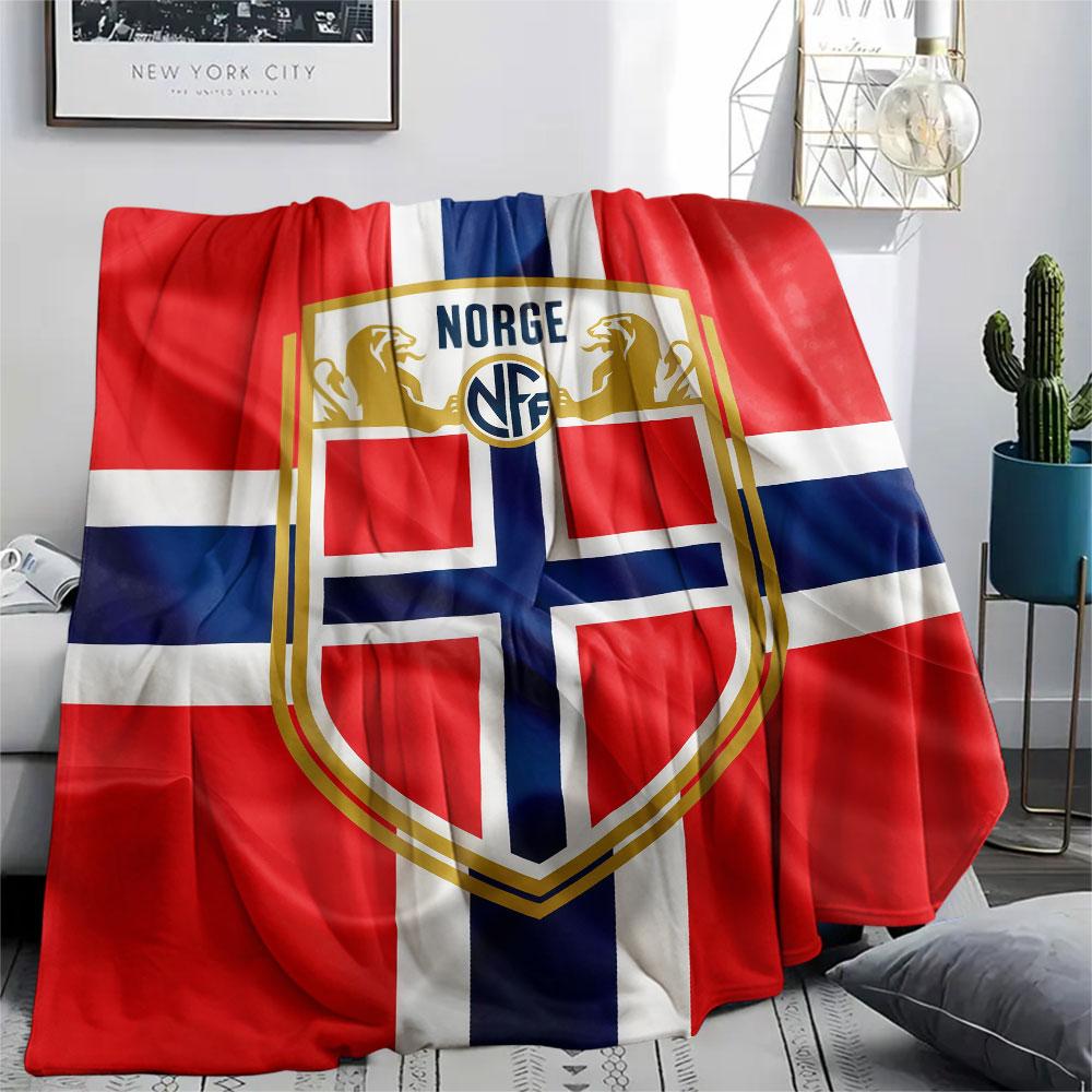 Norway Football Printed Flannel Blanket, Soft Throw for Bedroom Sofa, Washable,soccer Fan Merchandise, Great Gift.
