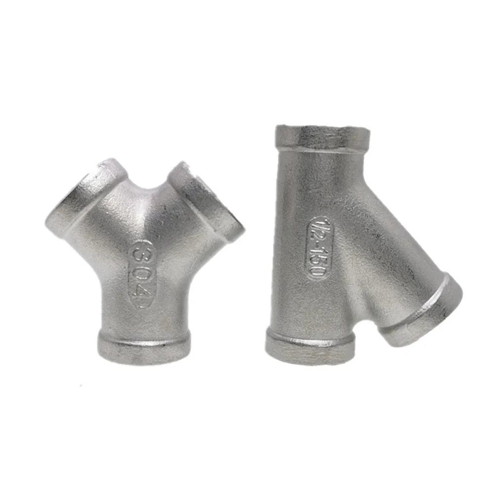 1/4" 3/8" 1/2" 3/4" 1" 1-1/4" 1-1/2" 2" BSP Female Y Shape 3 Ways Connector Coupler Splitter 304 Stainless Steel Pipe Fitting