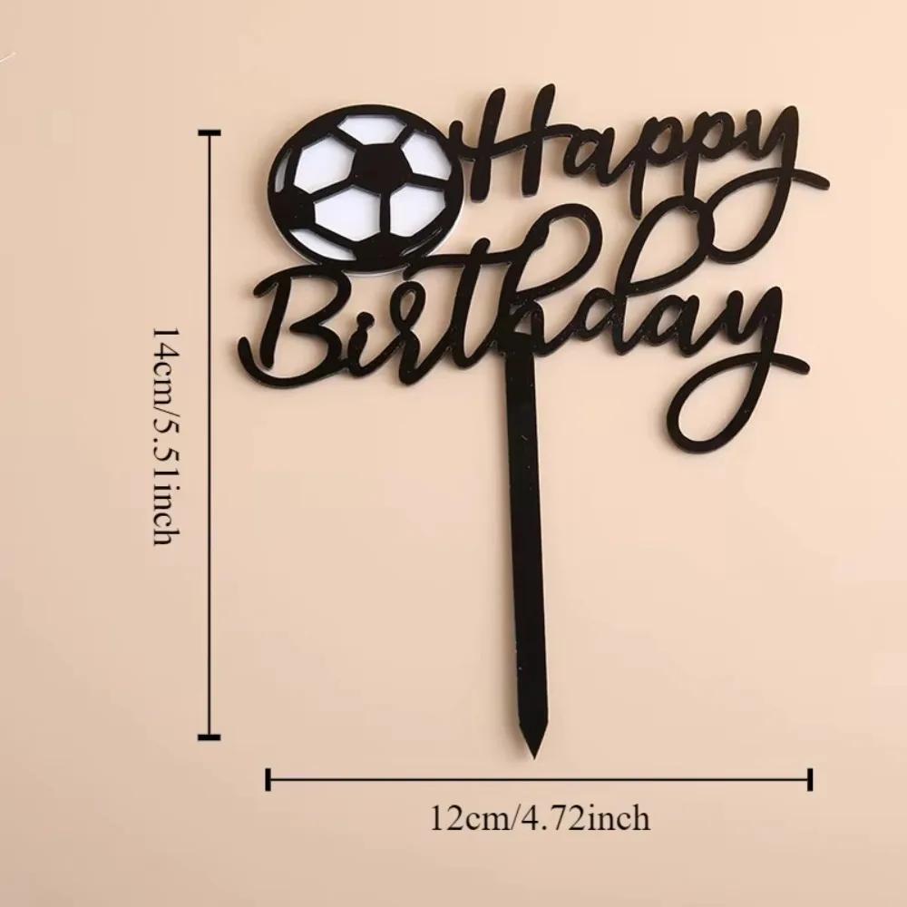 1PC Acrylic Boy Football Sports Theme Happy Birthday Cake Topper Cartoon Kids Soccer  Decoration Party Supplies