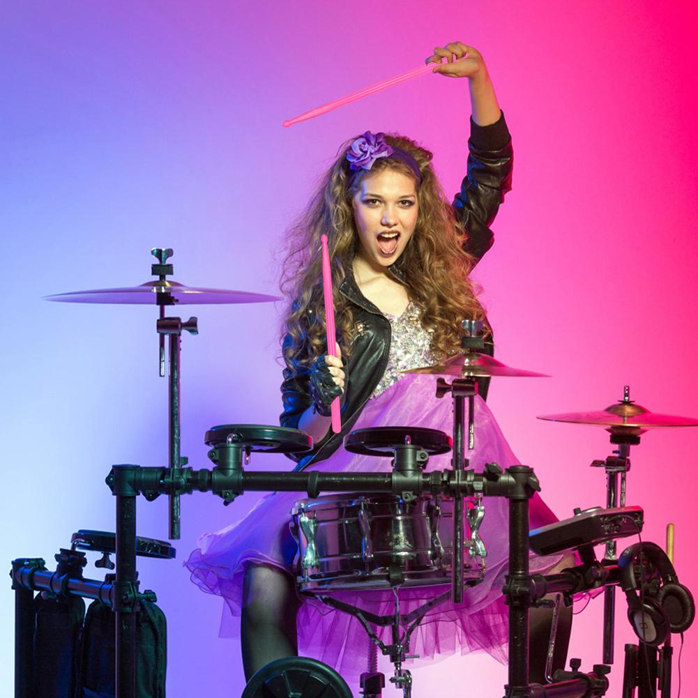 5A Luminous Drum Stick Glow In The Dark Nylon Drum Stick Wear Resist Light Up Drum Sticks for Stage Performance Tool