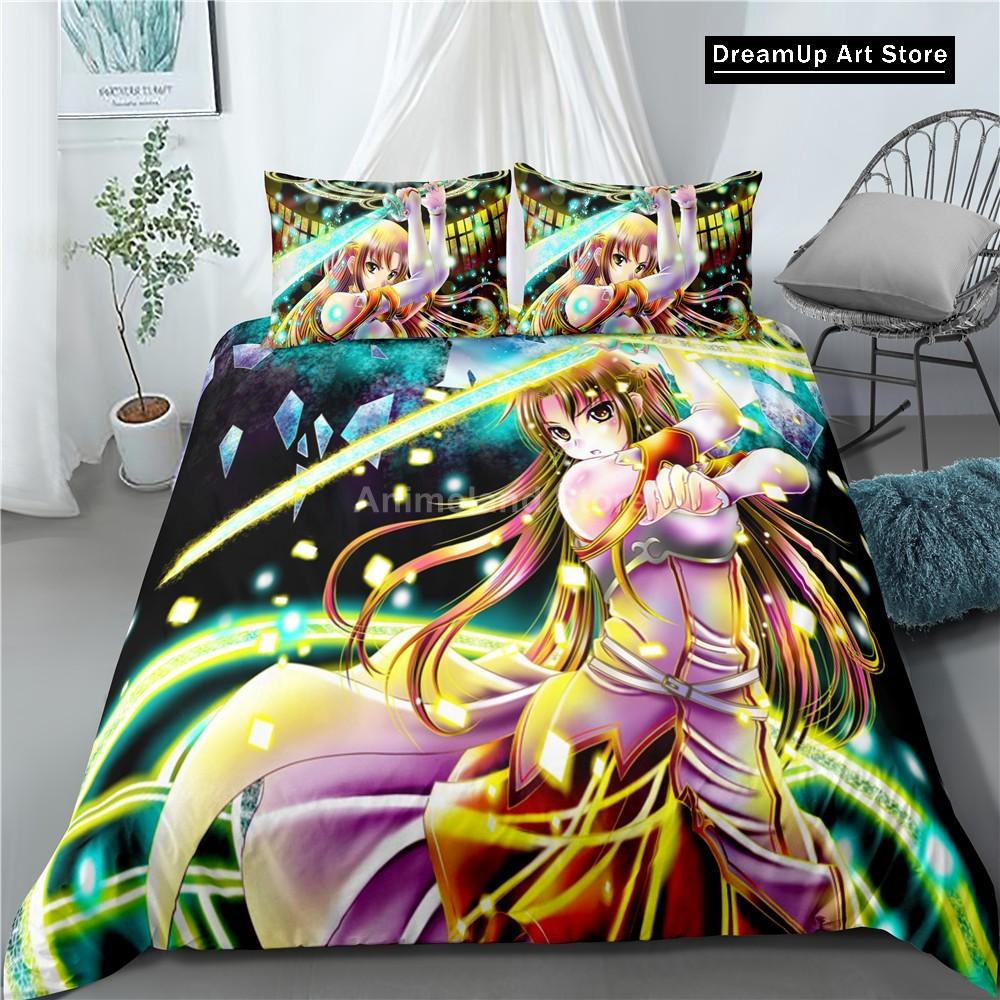 3D Print Fashion Anime Sword Art Online Bedding Set Boys Girls Twin Queen Full Size Duvet Cover Pillowcase Bed Adult Bedroom