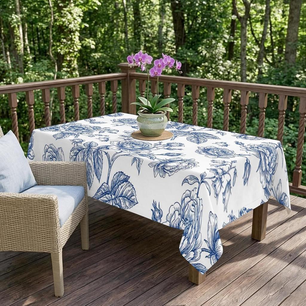 Retro French Country Style Rectangle Tablecloth for Table Decor Party Waterproof Reusable Table Cloth for Table Dining Room