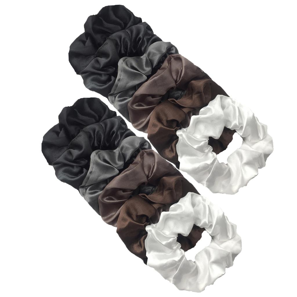 12PCS Soft Fashion Satin Colorful Intestine Hair Band Hair Accessories Hair Scrunchies Headwear For Ponytail Cute Causal Women
