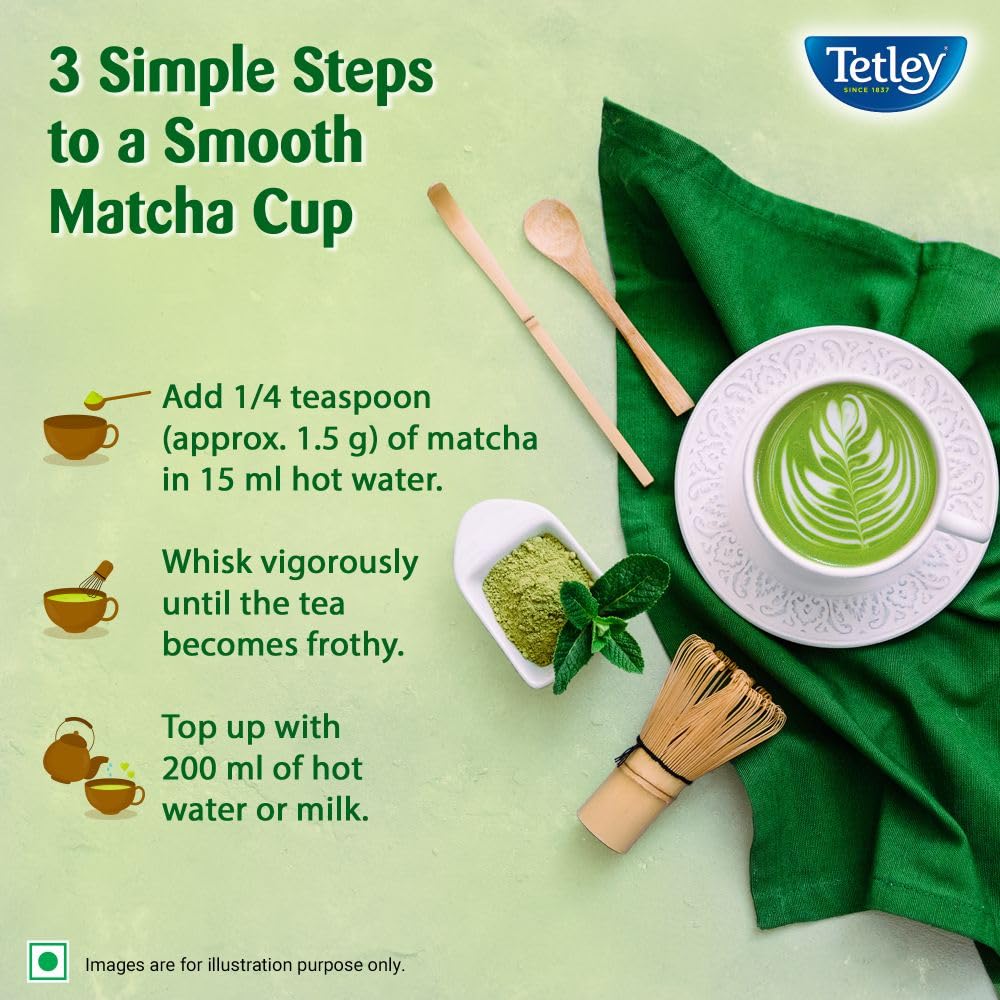 Tetley Japanese Matcha Green Tea Powder 50g Pure Authentic Premium From Japan For Hot Or Cold Drinks Smooth Taste Lattes Smoothies And Recipes