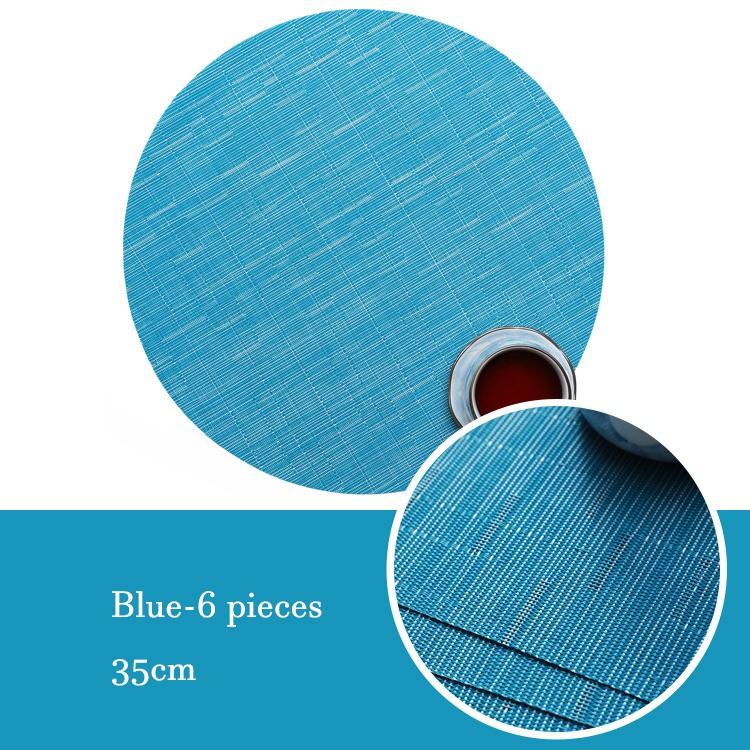 Sada 6 ks PVC prostírání, prostírání na stůl, tepelně izolační podložka, kulaté omyvatelné prostírání, dekorace na stůl, 35 cm