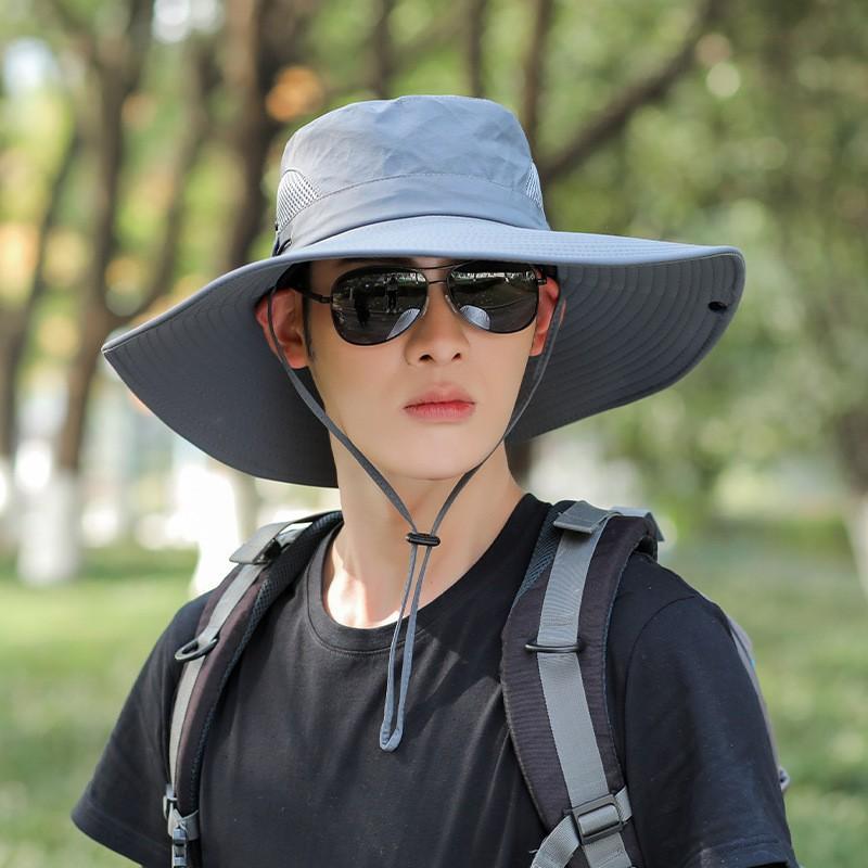 Outdoor fishing sun hat men mountaineering shade shawl bucket hat summer sun hat mask big brim men
