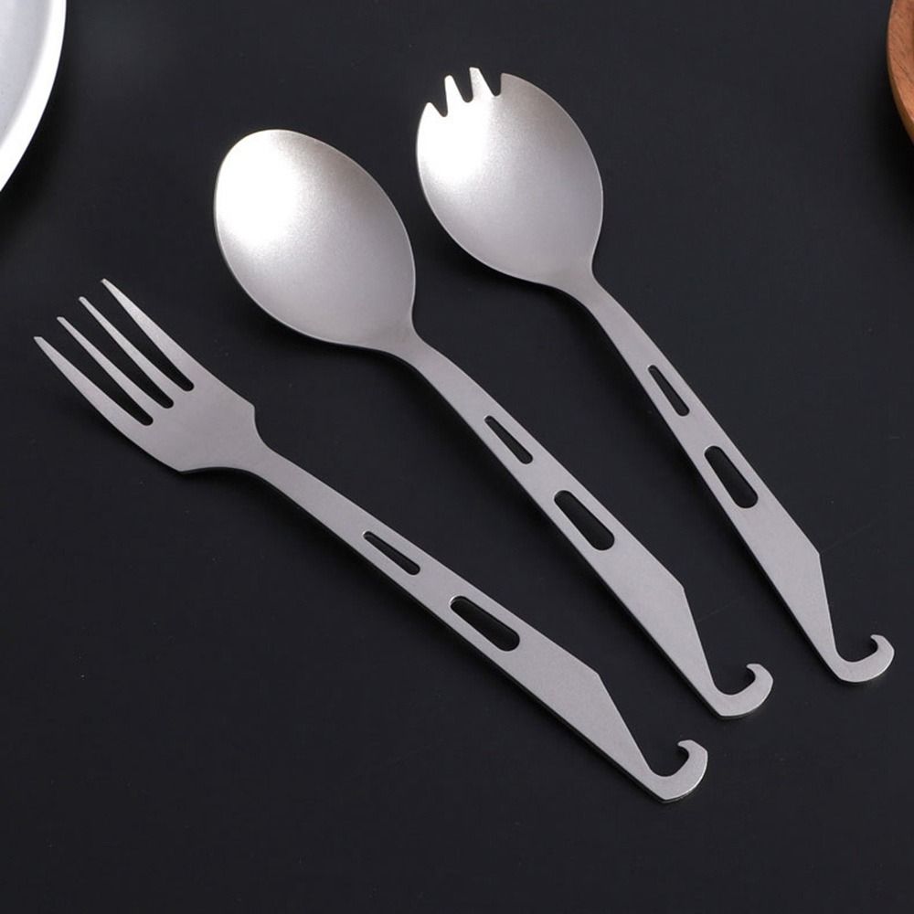 Long Handle Titanium Spoon Environmental Light Titanium Cookware Outdoor Camping Fork  Outdoor Tool