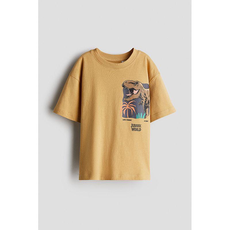 

HM Детская одежда Футболка для мальчиков Летняя Мягкая Свободная С мультяшным принтом Короткий рукав 1117472 Beige/Jurassic World 140/68(8-10Y)
