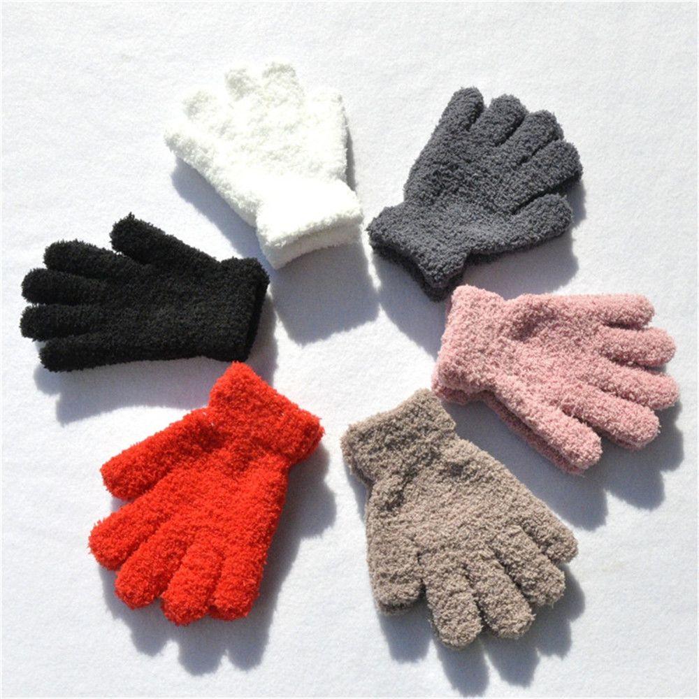 Years Old Boys Girls Baby Soft Warm Lovely Full Fingers Coral Plush Mittens Candy Color Kids Gloves