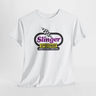 T-shirt Unisex Slinger Super Speedway, Maglietta Regalo per Appassionati di Corse Ovali sul Quarto di Miglio,