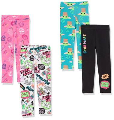 Leggings Brand Spotted Disney Marvel Star Wars Frozen Princess Girls Star Wars Child 105 [Amazon Essentials] 4-Pack (Former Name Zebra)