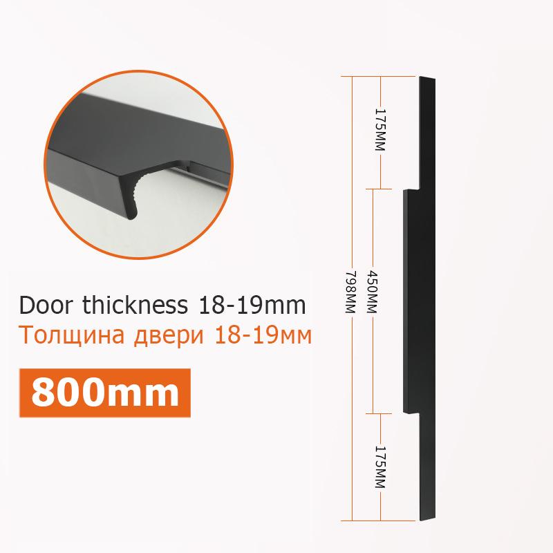 KAK Black Hidden Cabinet Handle Aluminum Alloy Kitchen Cupboard Door Pulls Drawer Knobs Long Handle Furniture Handle Hardware