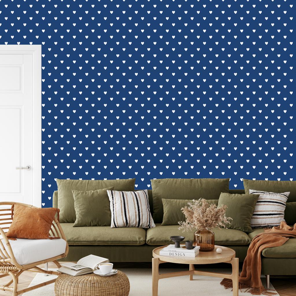 Heart Wallpaper Blue, Light Gray and Azure 50x1000