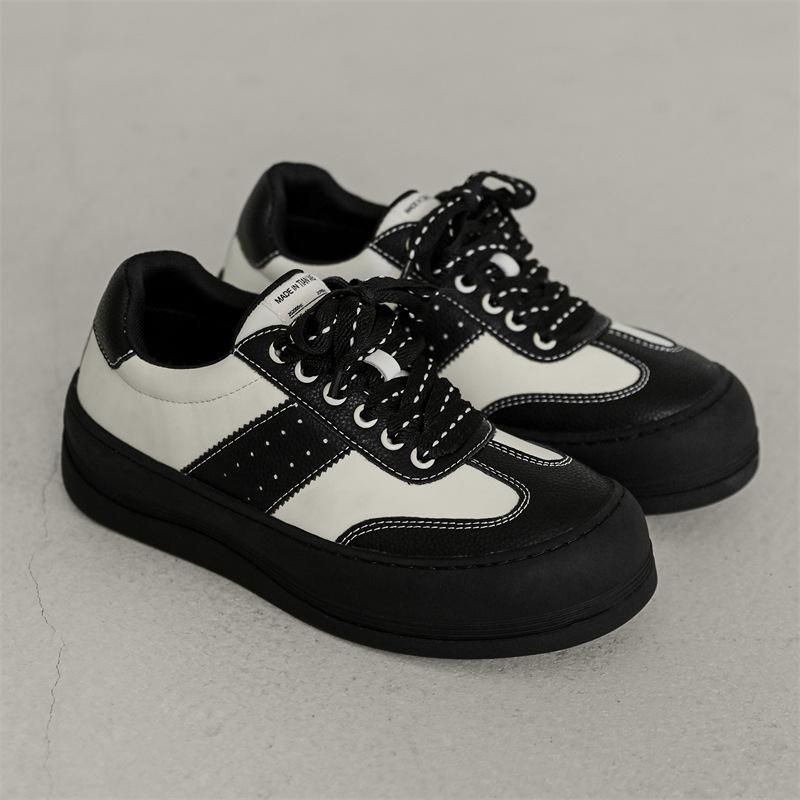 

Черные и белые контрастные туфли-панды с толстой подошвой, мужские туфли на весну и осень 2025 года, новые повседневные туфли, суперпопулярные мужские туфли для моральной подготовки 38