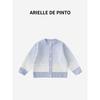 French Arielle De Pinto Girls' Sweater Spring and Autumn Style Simple Round Neck Gradient Color Kidsren's Knitted Cardigan