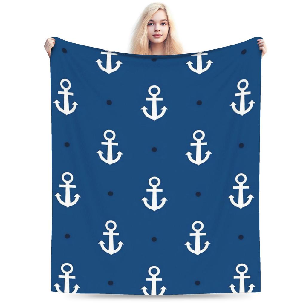 Nautical Anchor Boat Blankets Super Warm Novelty Plush Throw Blanket For Girls Boys Couch Bed Flannel Bedspread Bed Cover