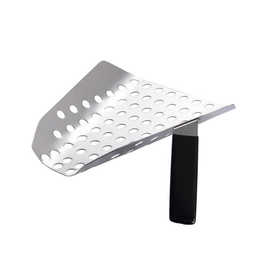 

Лопатка для картофеля фри с несколькими отверстиями Удобная одноручная антипригарная лопатка для экономии времени Фильтр для сбора остатков чипсов Кухонный гаджет серебряный