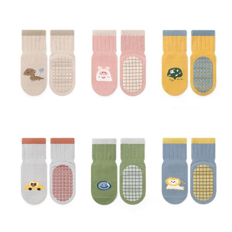Cute Cartoon Baby Long Socks Rubber Bottom Anti-slip Children Floor Sock Spring Autumn Infant Cotton Socks 0-5Year Kids Footwear