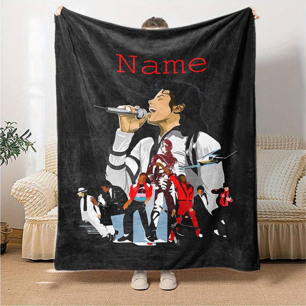 Michael Jackson Thriller Performance Flannel Blanket With Customizable Name Soft And Comfortable Shawl Blanket For All Seasons Suitable For Home