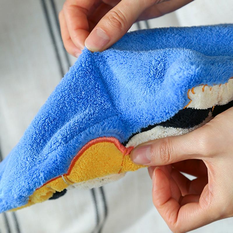 Cartoon Bow Black Cat Hand Towel Cute And Lucky Cat Plush Absorbent Towel Black Cat Strong Absorbent Hand Towel