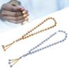 2pcs Prayer Beads Mini Blue Champagne Color 33 Beads Muslim Tasbih with Sapcer Beads for Daily Decoration Gift
