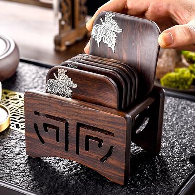 Masif Ahşap Çay Altlıkları Abanoz Çay Fincanı Tutucu Kung Fu Çay Seremonisi Aksesuarları Japon Fincan İzolasyon Matı Seti
