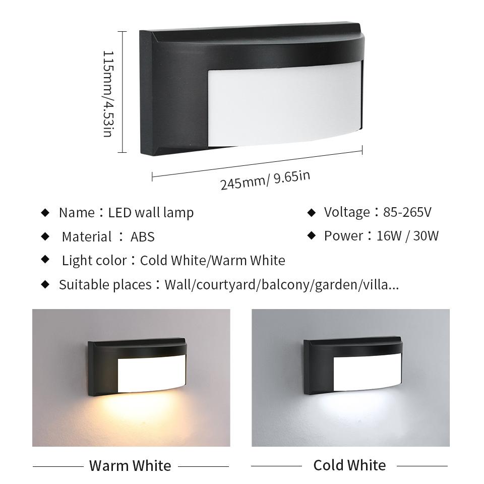 Outdoor Indoor Wall Light Motion/NO Sensor LED Wall lamp IP55 Waterproof AC85-265V ABS 16/30W For Porch Railing Fence Yard Patio