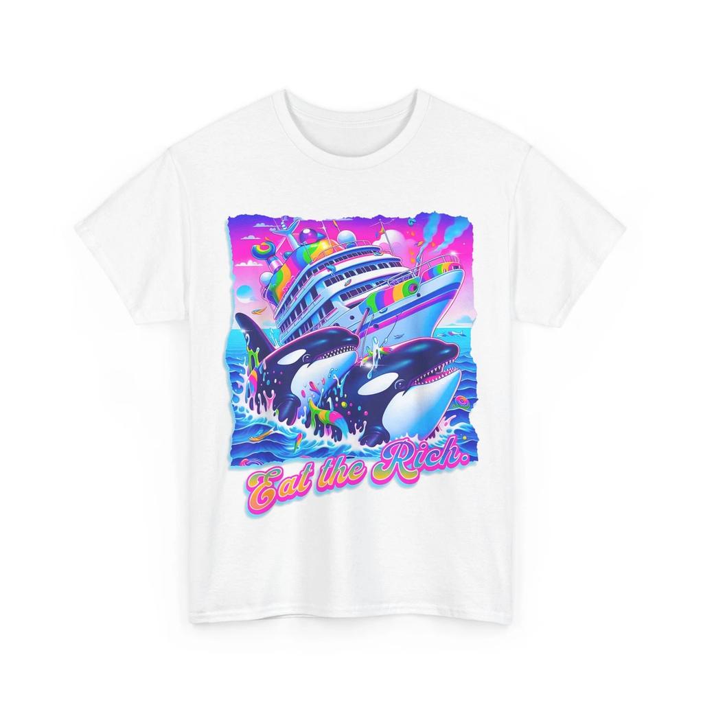 Eat the Rich Whale 90s Orca Shirt, Funny Whale Animal Yacht Retro T Shirt