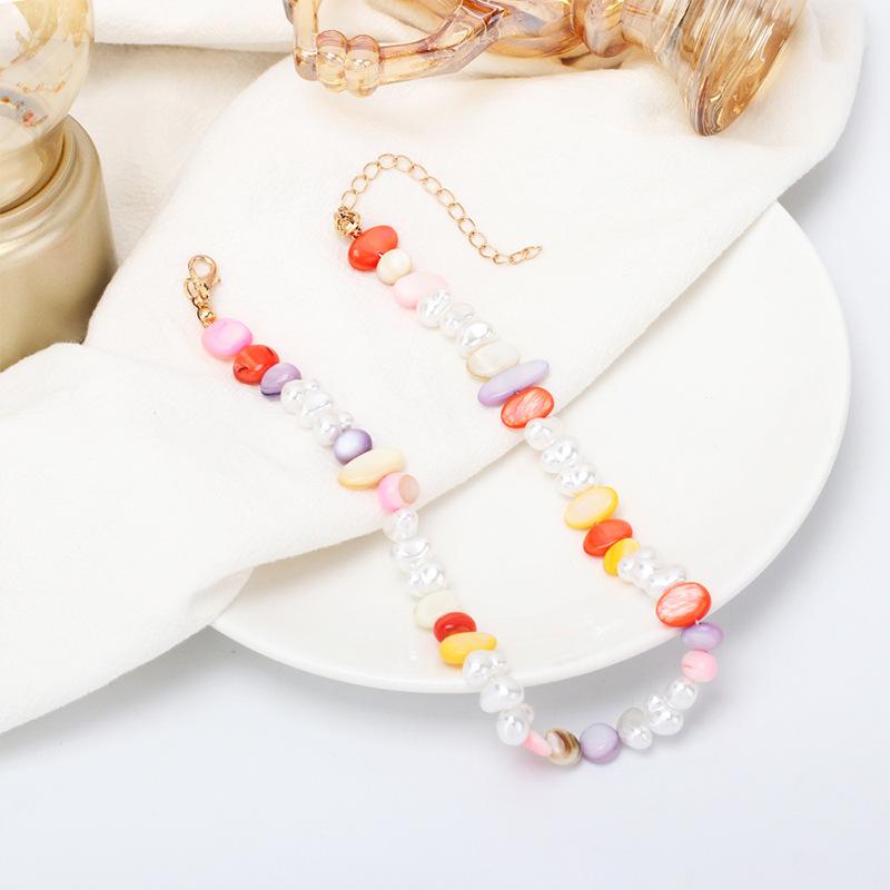 ins cold wind choker irregular pearl necklace, trendy design sense beaded collarbone chain
