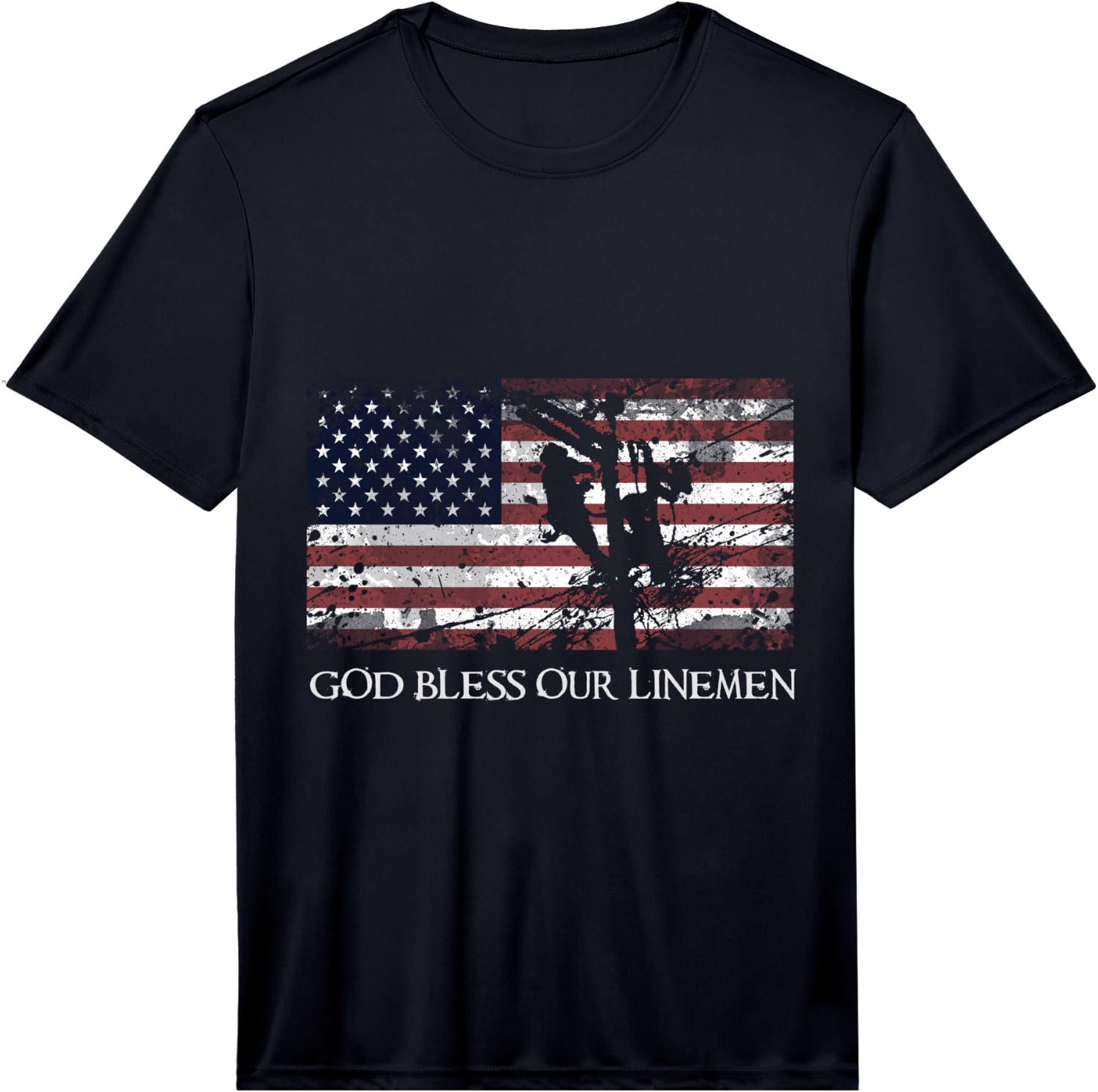 God Bless Our Linemen Cool American Lineman Flag Performance  Unisex T-Shirt S