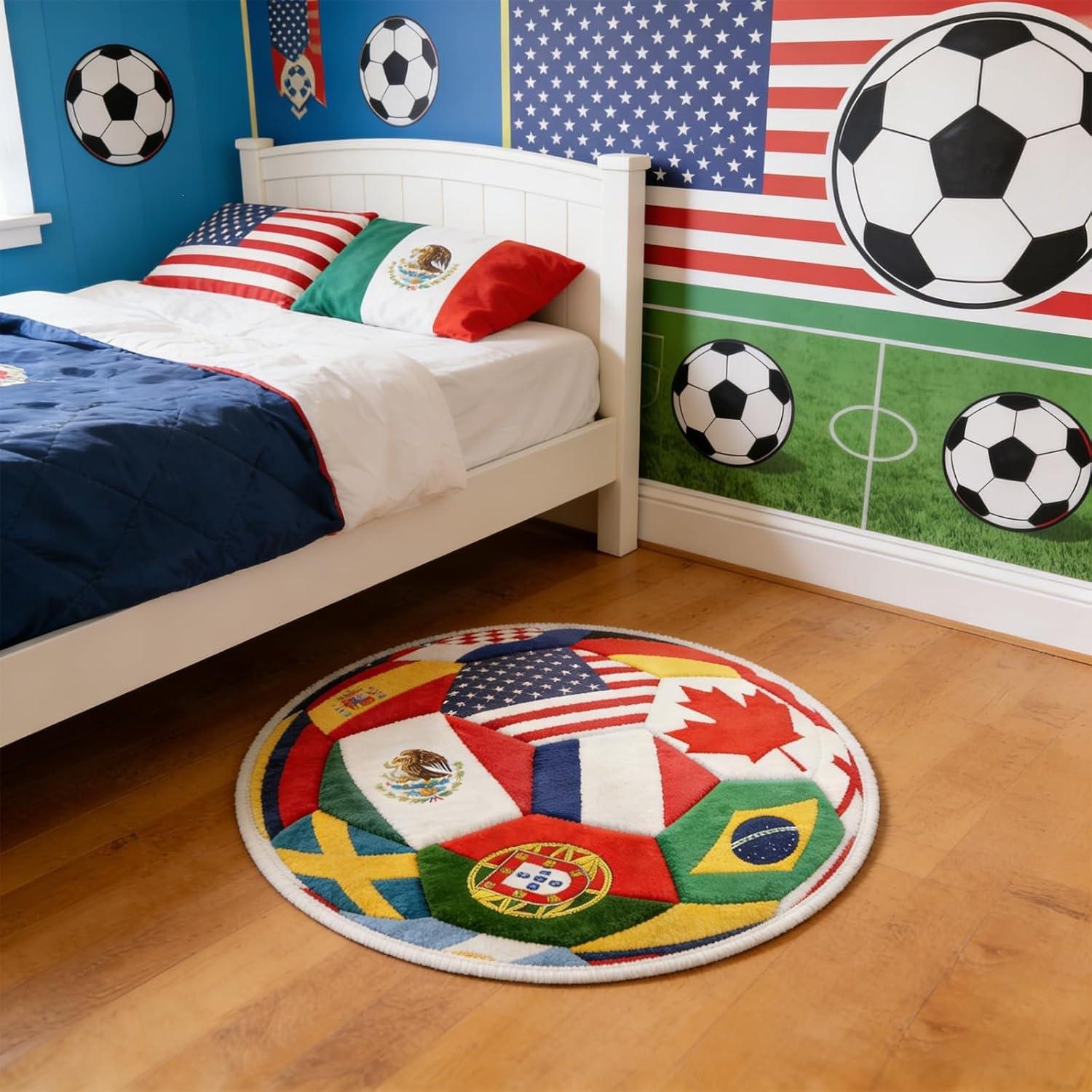 

Bedroom Bedside Blanket Imitation Cashmere Floor Mat US, Canada and Mexico Football World Cup Floor Mat Dirt-resistant, Non-slip and Easy To Take 30*30cm [flat imitation cashmere]