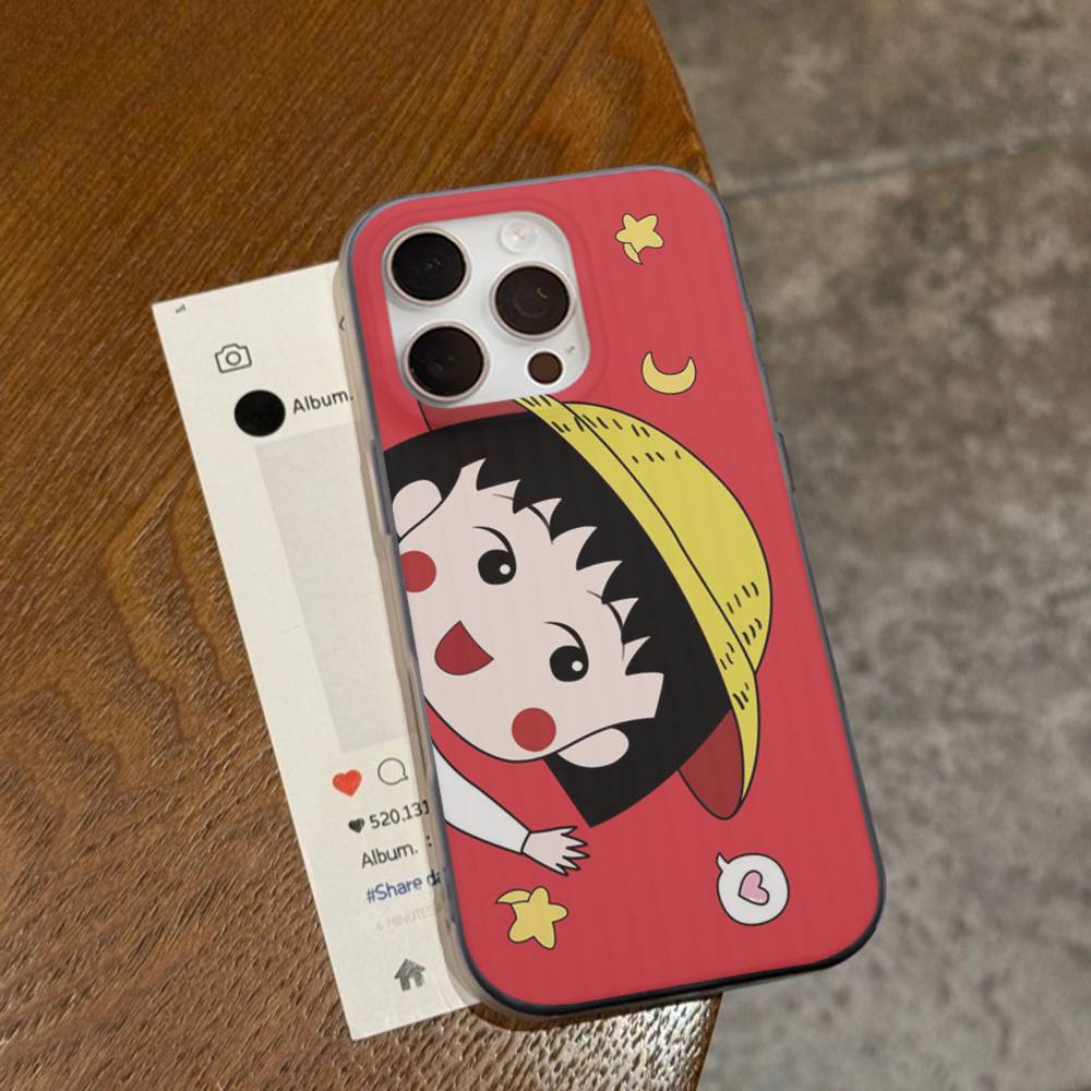 

Anime Chibi Maruko Chan Soft Corrugated Transparent Phone Case For IPhone 17 15 16 11 12 13 14 Pro Max Plus Pro iPhone 16