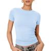 Womens Tops Trendy Basic Crew Neck Short Sleeve T Shirt Slim Fit Cute Crop Top Shirts Casual Women Summer Clothes