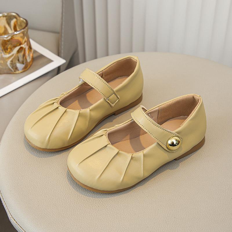 Neue modische Mädchen-Lederschuhe mit Spitze und Plissee für Frühling und Herbst mit weicher Sohle