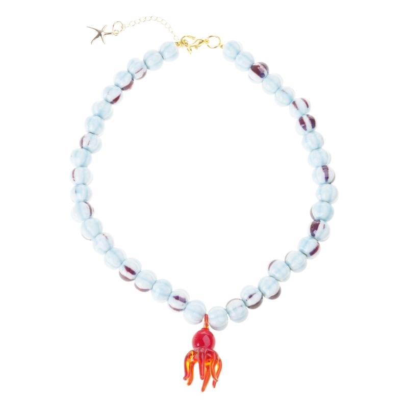 

Crafted Ceramic Unique Pendant Necklace Feature Glass Accent Stylish Beaded Neck Chain Jewellery Gift 1