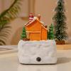 Christmas Music Box gingerbread man Snow House Ornaments with LED Light Resin Rotating Music Figurines Home Christmas Decoration